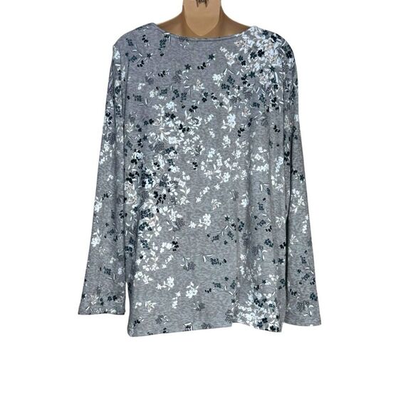 Mario Serrani Tunic Top L Floral Taupe Ultra Soft Lightweight Relaxed Spring - Picture 4 of 11